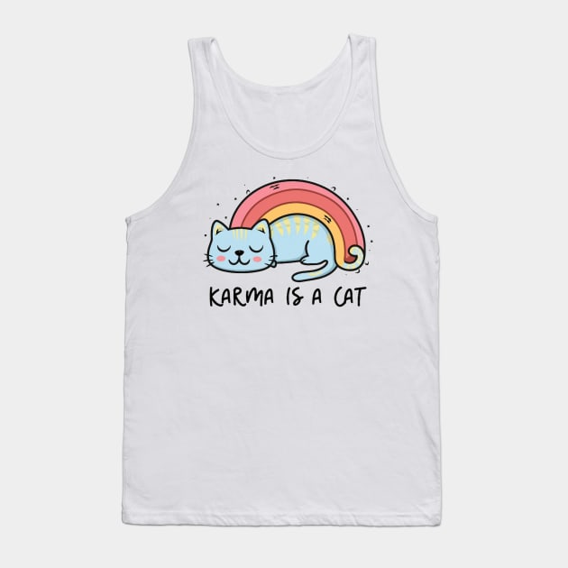 Karma Is A Cat Tank Top by Aldrvnd